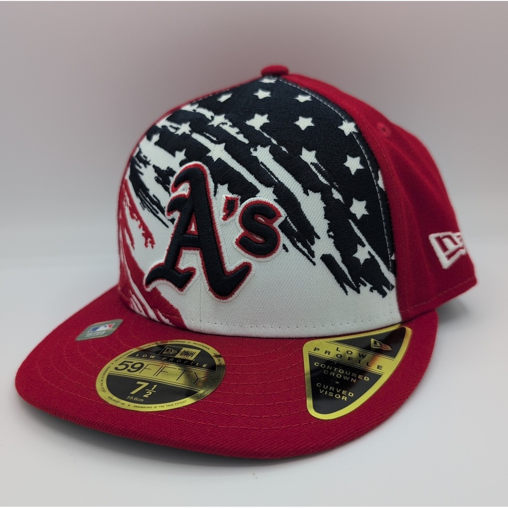 Oakland Athletics New Era July 4th 59Fifty Fitted Hat Size 7 1/2 Low Profile New